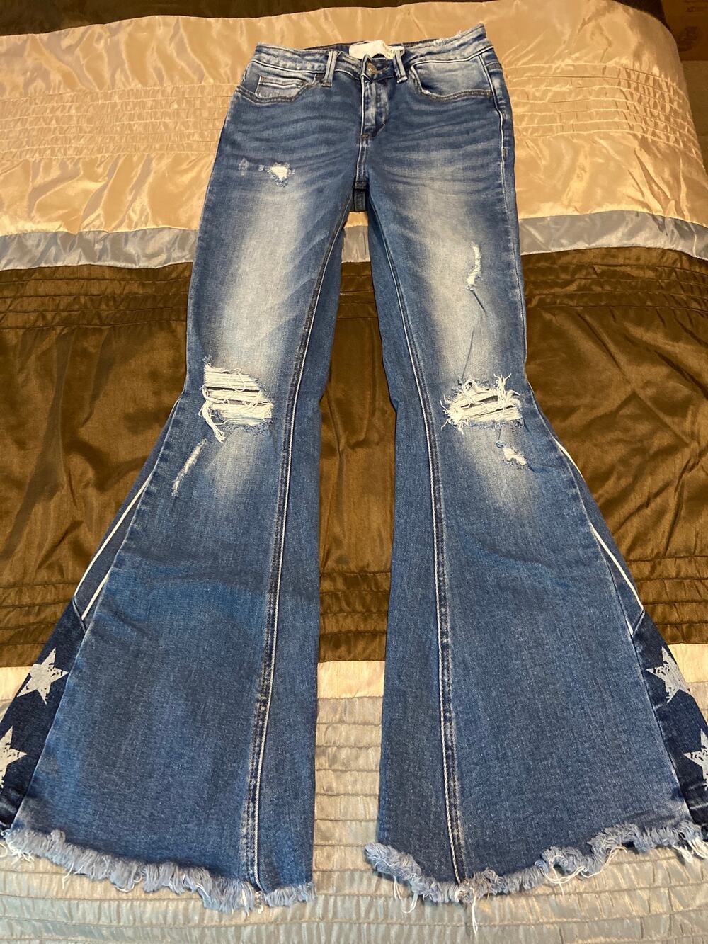 Bridge by gly high rise super flare stars and stripes jeans size 25